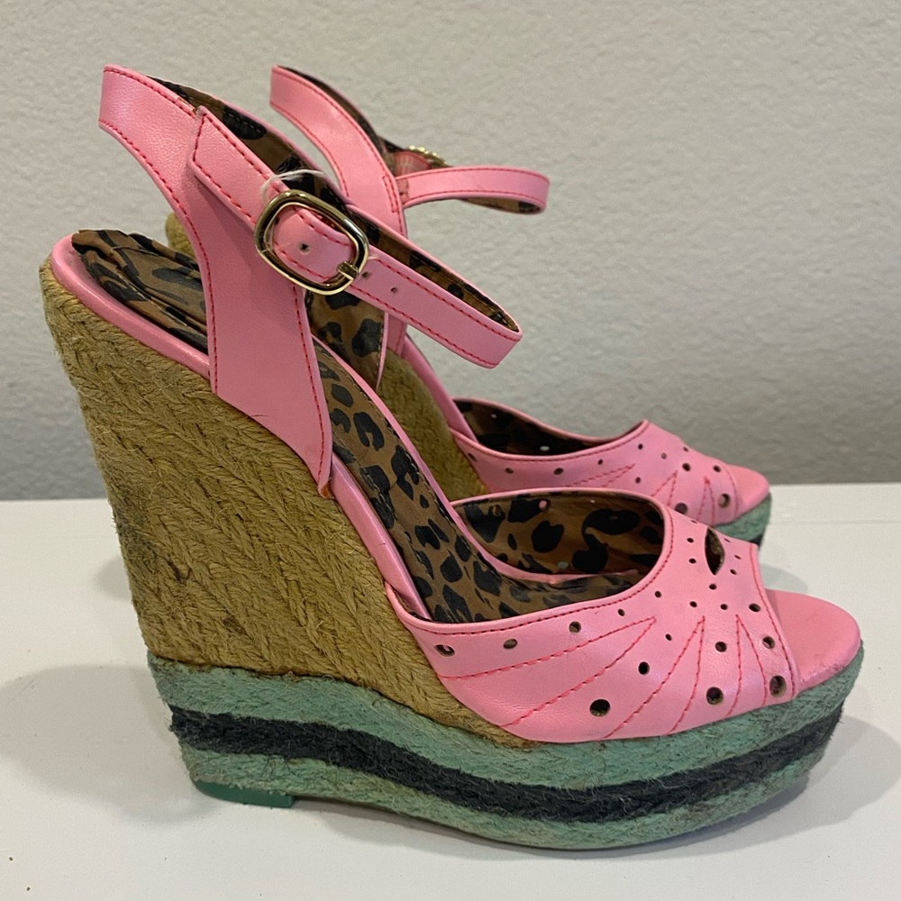Hot Summer Pink Espadrilles Wedge Sandal